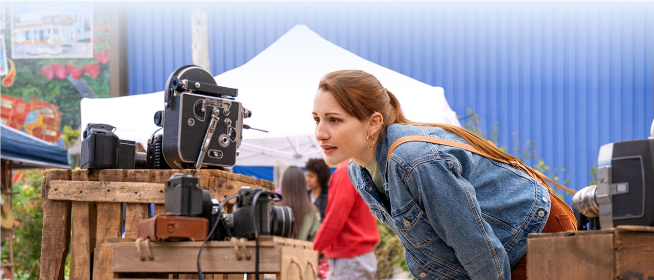 Women looking into a camera